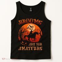 Brooms Are For Amateurs Witch Riding Horse Halloween Women Tank Top thumb 2