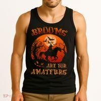 Brooms Are For Amateurs Witch Riding Horse Halloween Women Tank Top thumb 3