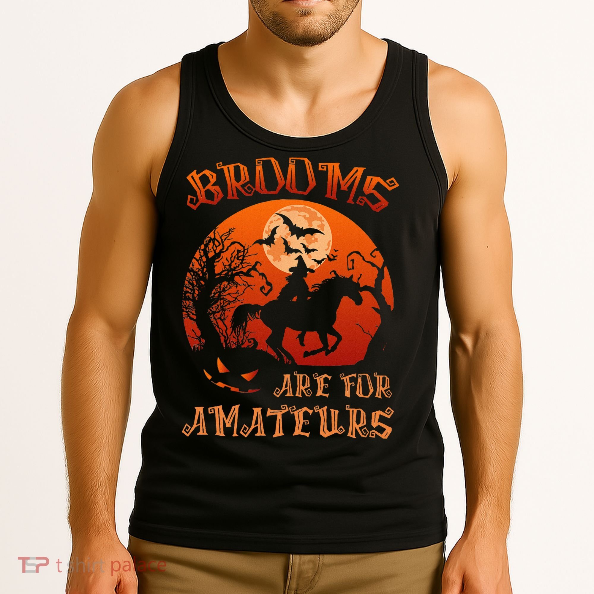 Brooms Are For Amateurs Witch Riding Horse Halloween Women Tank Top