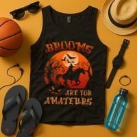 Brooms Are For Amateurs Witch Riding Horse Halloween Women Tank Top thumb 4
