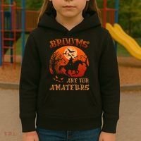 Brooms Are For Amateurs Witch Riding Horse Halloween Women Kids Hoodie thumb 3