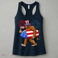 Bigfoot American Flag Funny 4th Of July Sasquatch Believe Women's Tank Top thumb 3