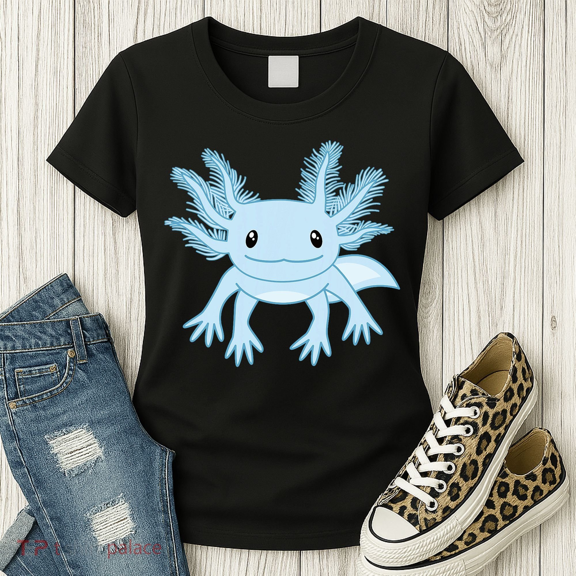 Blue Axolotl Funny Kawaii Axolotl Lover Women's T-Shirt