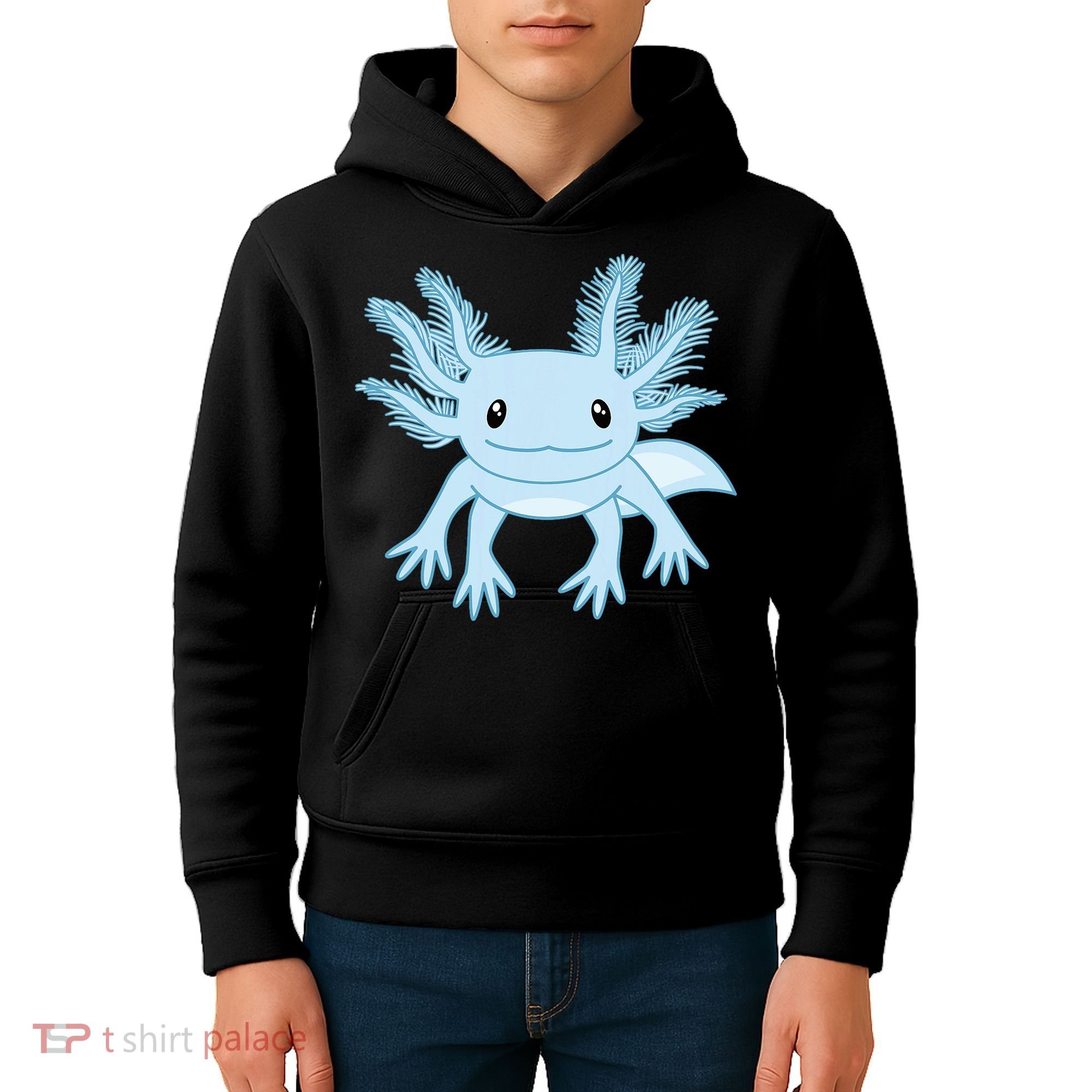Blue Axolotl Funny Kawaii Axolotl Lover Kids Hoodie