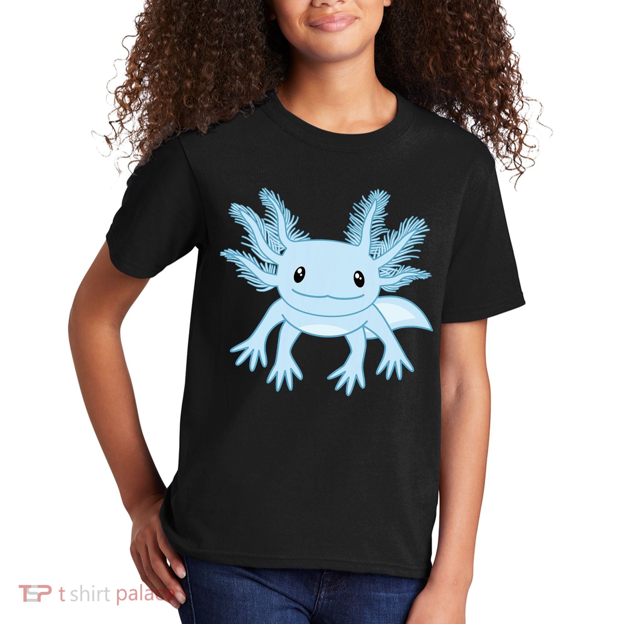 Blue Axolotl Funny Kawaii Axolotl Lover Kids T-Shirt