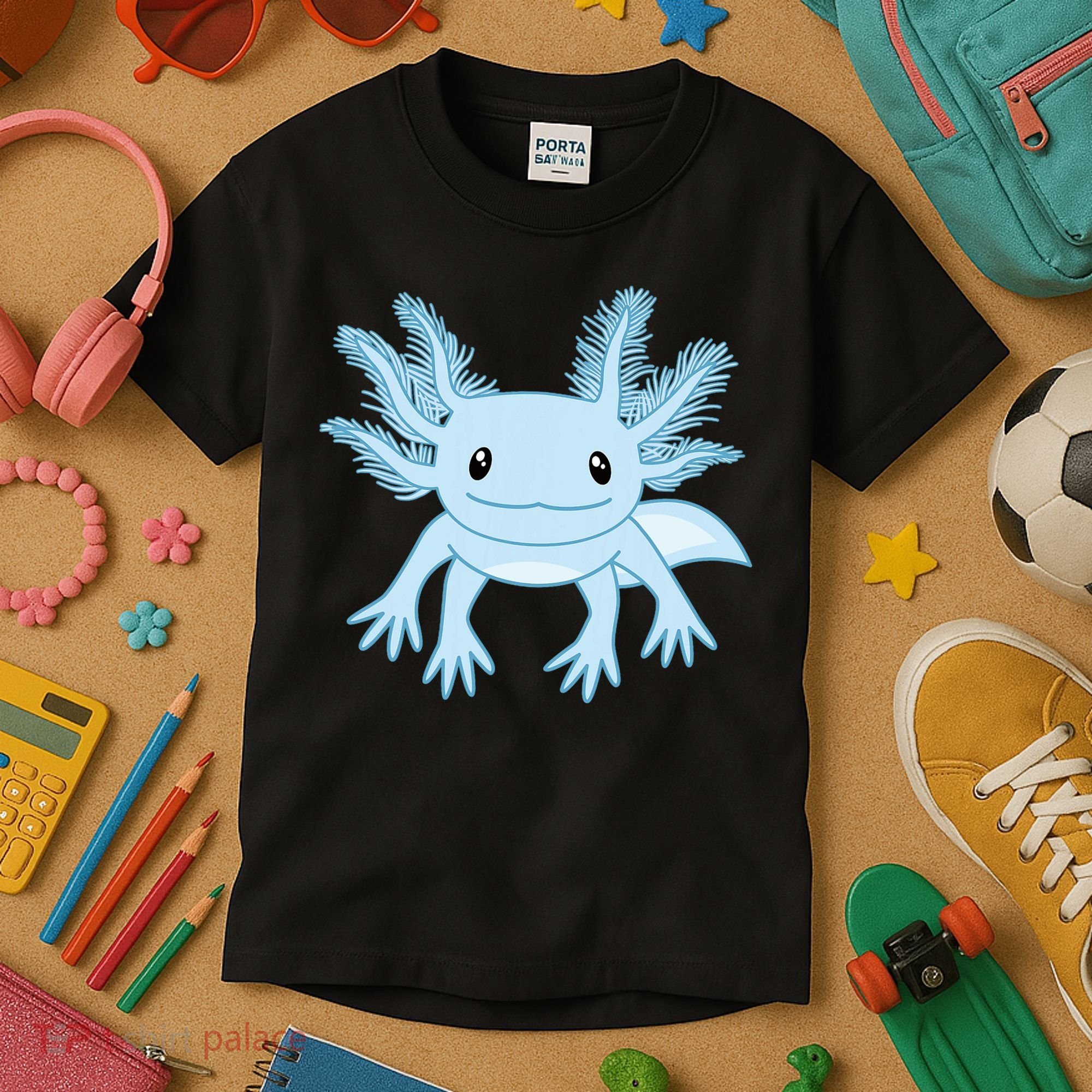 Blue Axolotl Funny Kawaii Axolotl Lover Kids T-Shirt