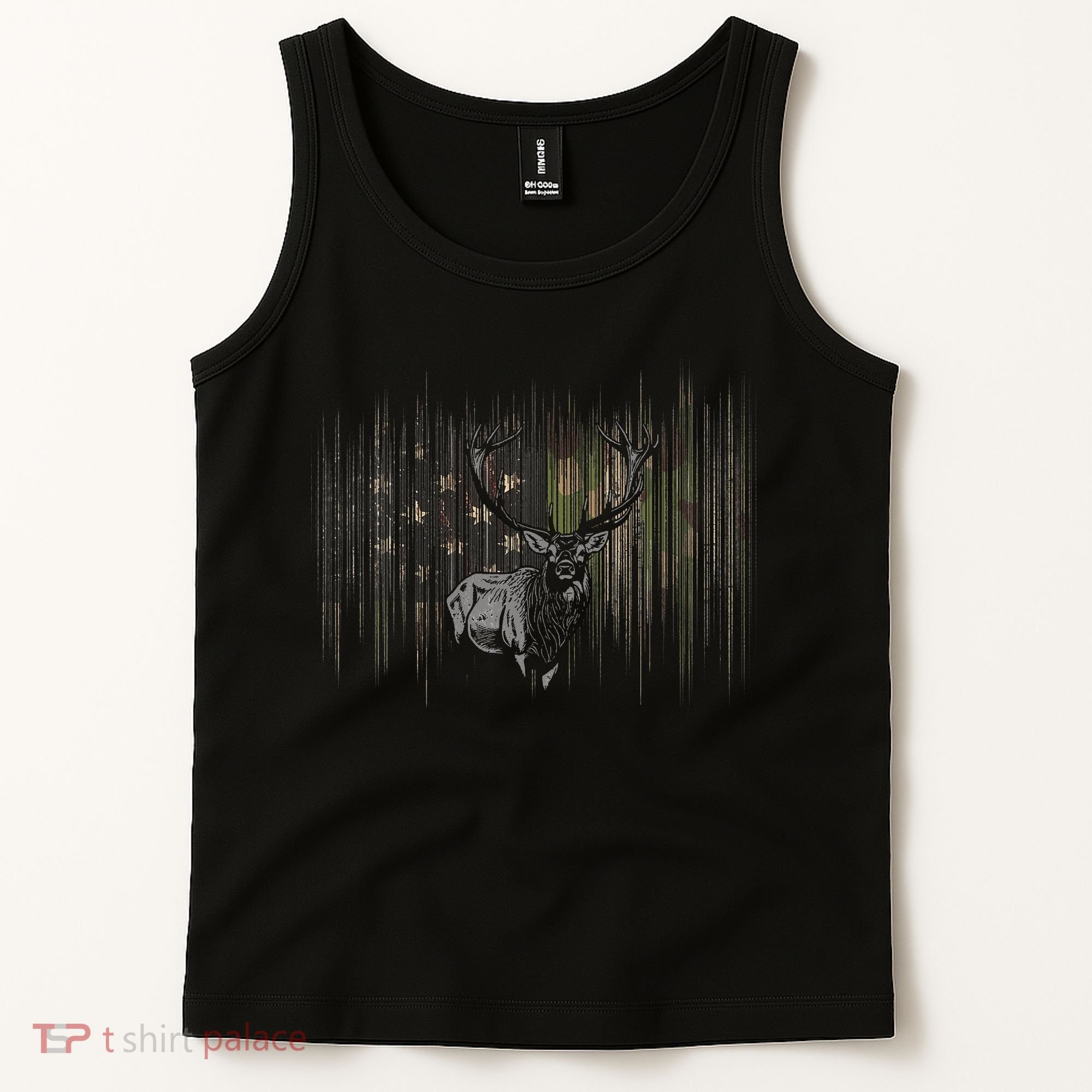 Basbo American Flag Camouflage Outdoor Antlers Elk Deer  Tank Top
