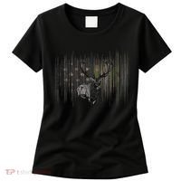 Basbo American Flag Camouflage Outdoor Antlers Elk Deer  Women's T-Shirt thumb 0