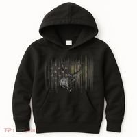 Basbo American Flag Camouflage Outdoor Antlers Elk Deer  Kids Hoodie thumb 0