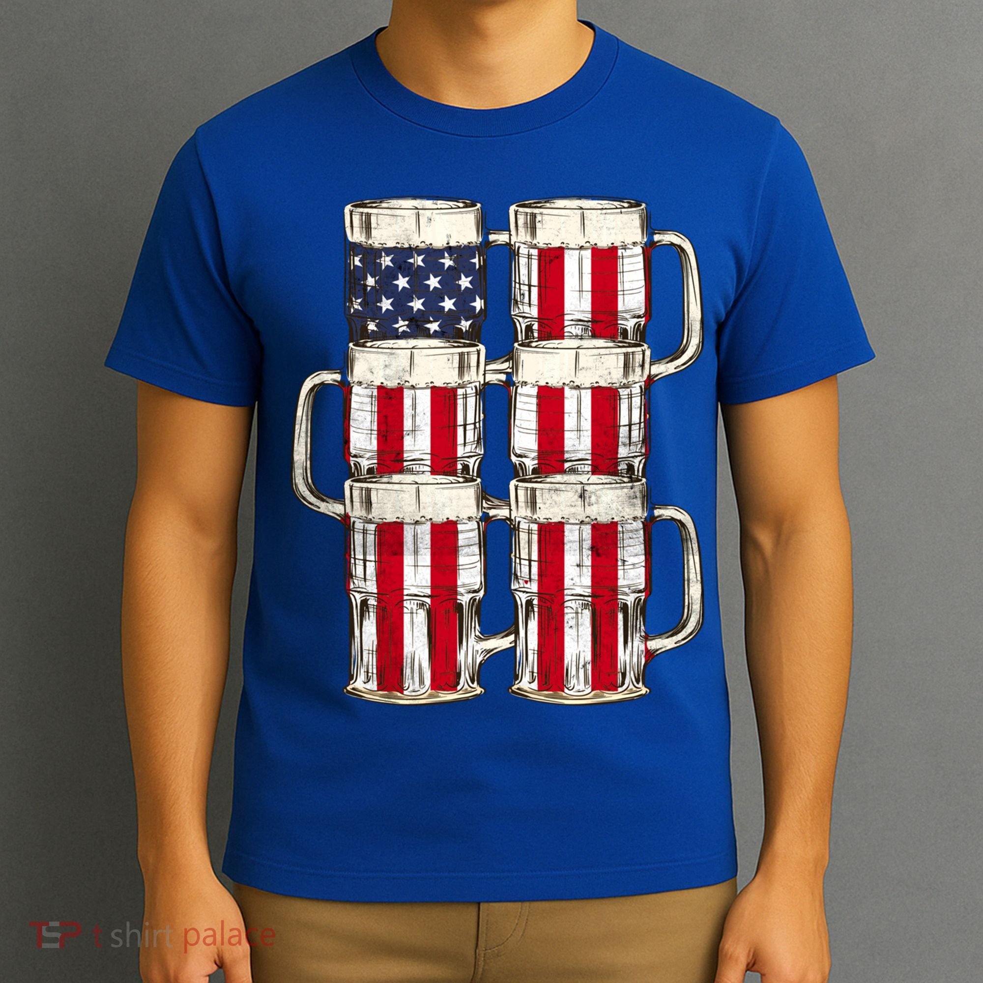 Beer American Flag Patriotic American Outfit 4th Of July Funny Gift T-Shirt