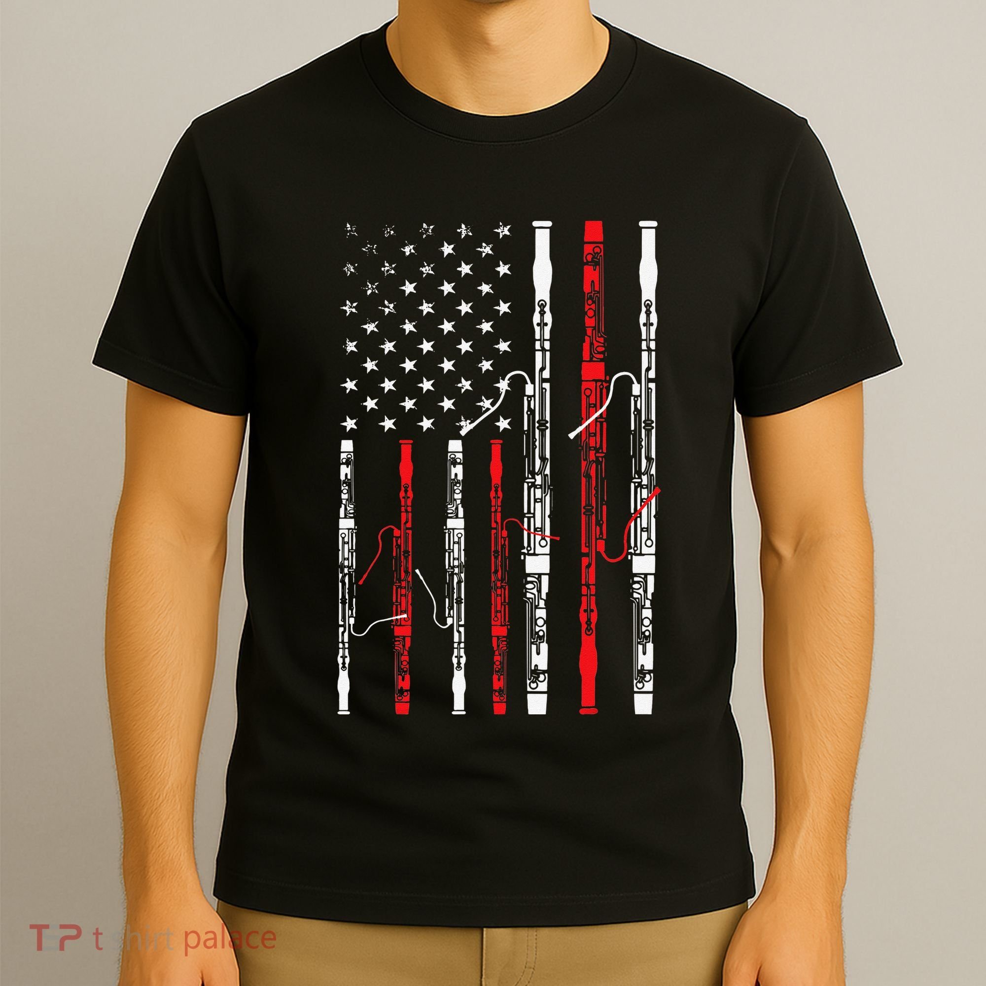 Bassoon American Flag 4th July Patriotic Music T-Shirt