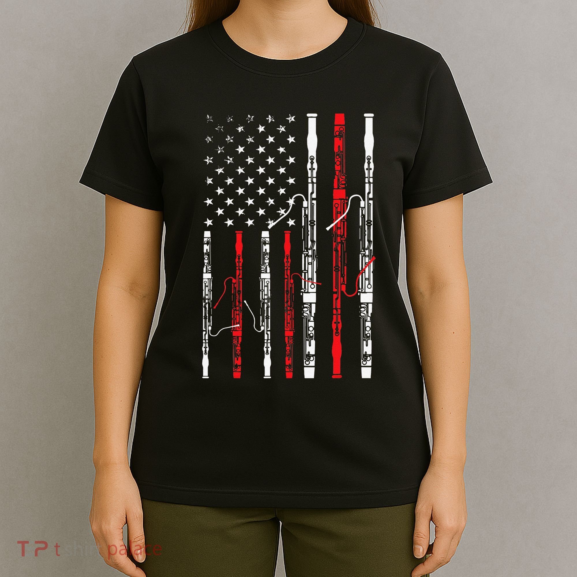 Bassoon American Flag 4th July Patriotic Music T-Shirt
