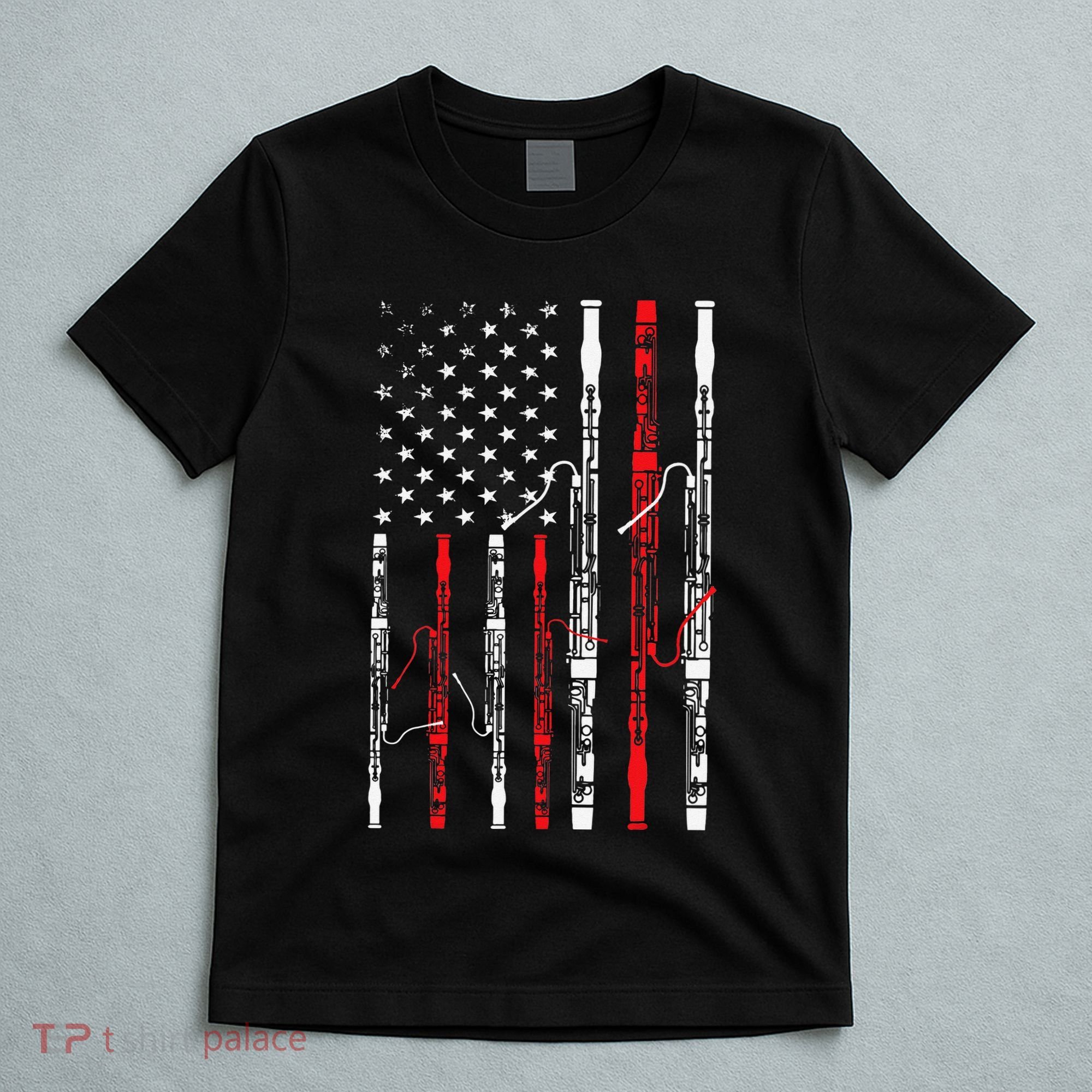 Bassoon American Flag 4th July Patriotic Music T-Shirt