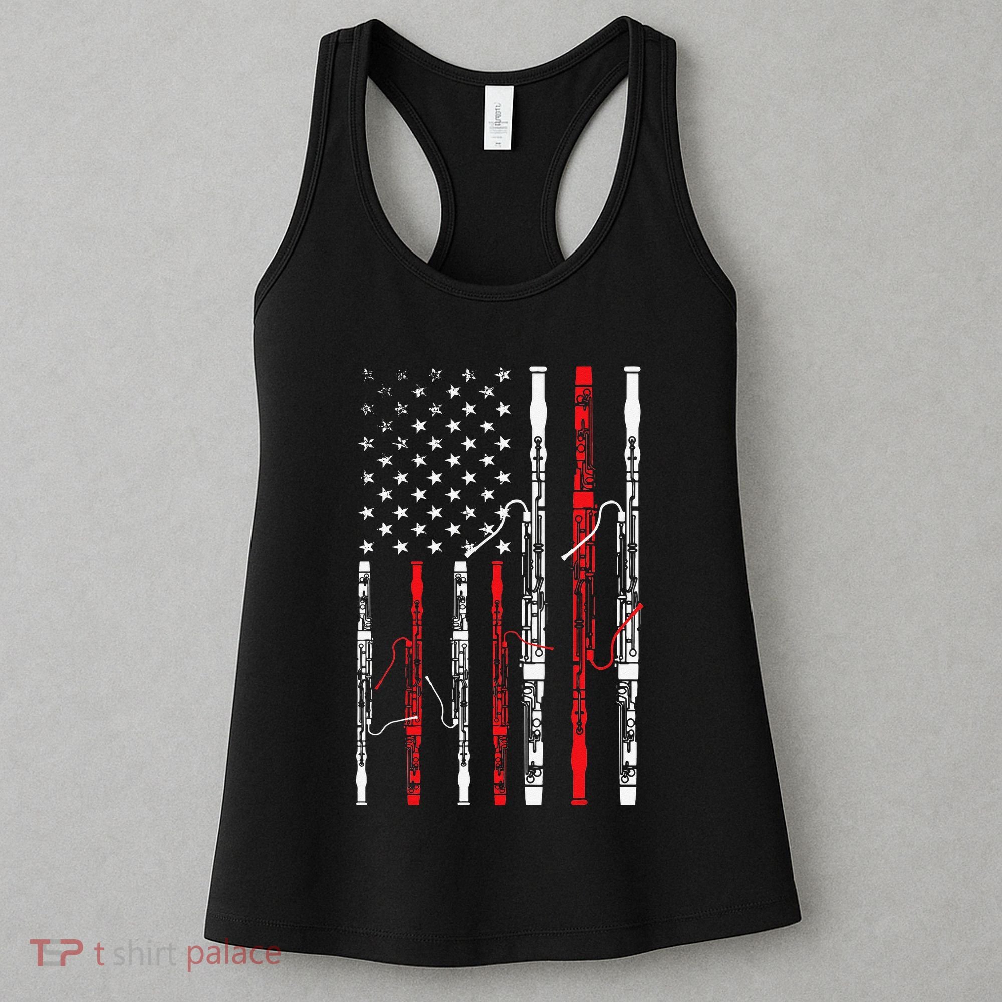 Bassoon American Flag 4th July Patriotic Music Women's Tank Top
