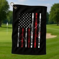 Bassoon American Flag 4th July Patriotic Music Golf Towel thumb 1