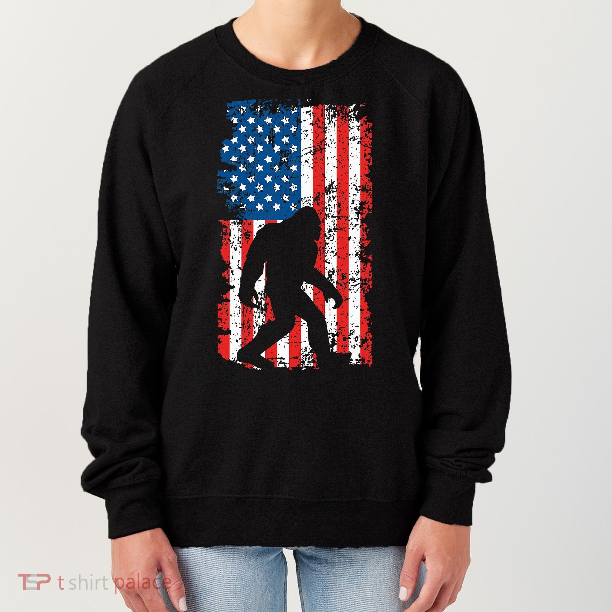 Bigfoot American Flag Sasquatch Women's Sweatshirt
