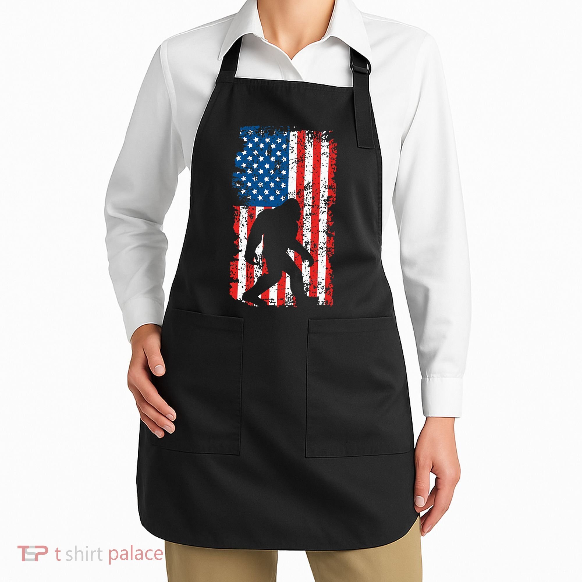 Bigfoot American Flag Sasquatch Apron