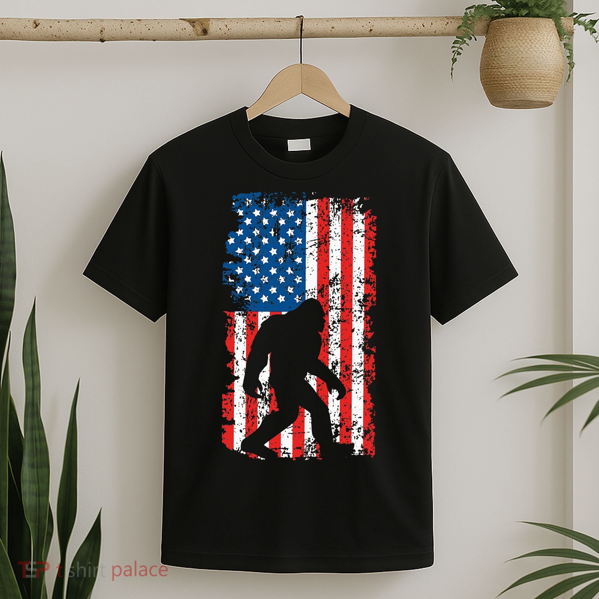 Bigfoot American Flag Sasquatch T-Shirt