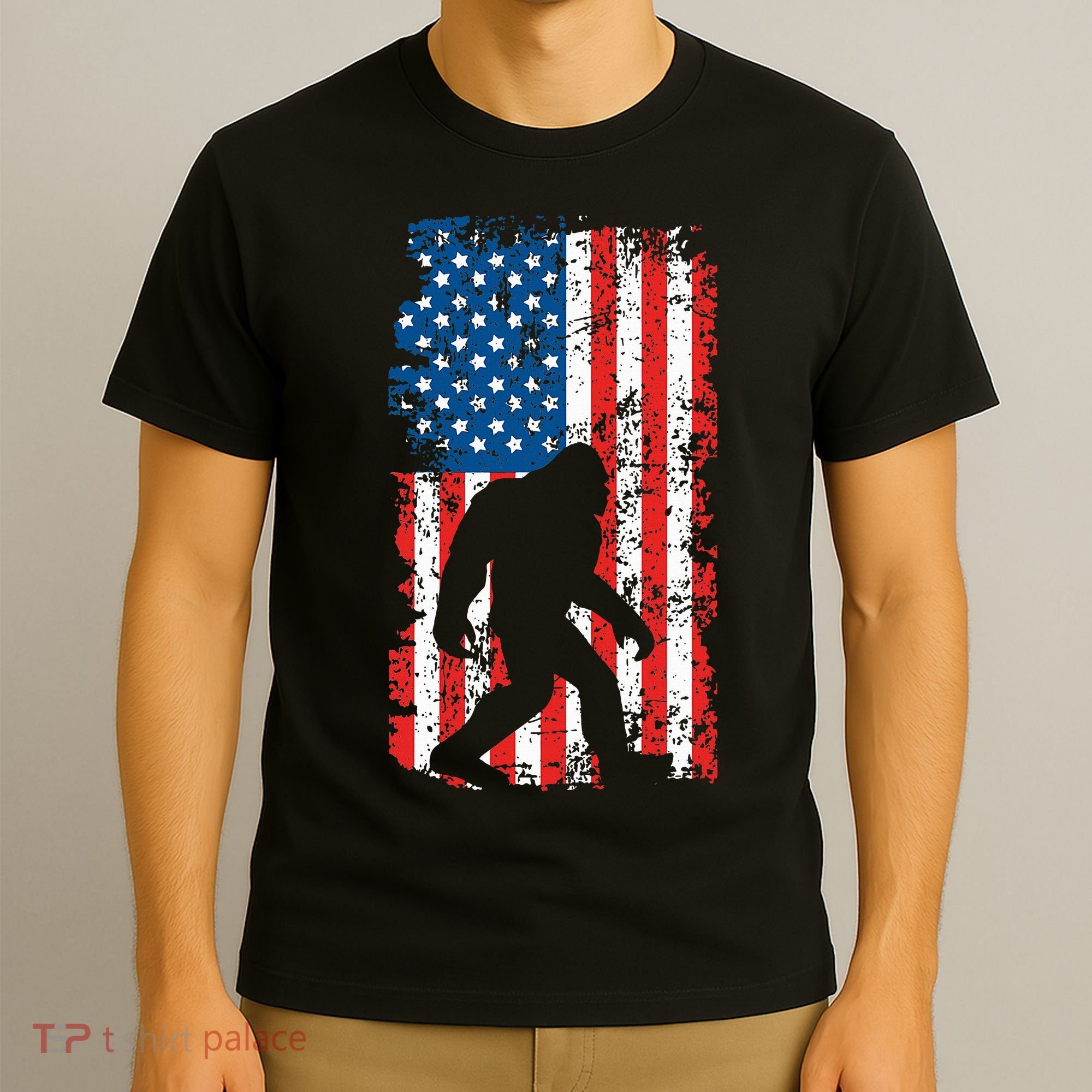 Bigfoot American Flag Sasquatch T-Shirt