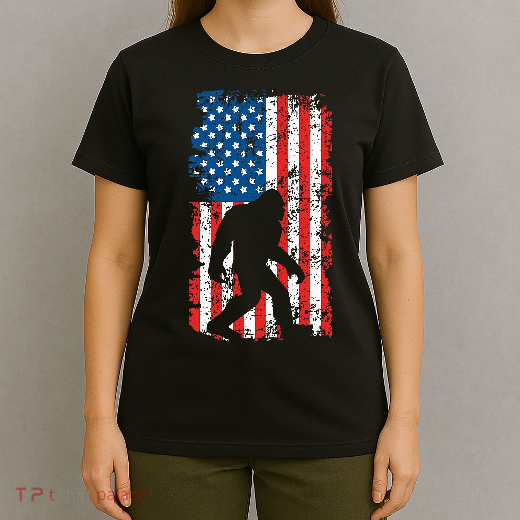Bigfoot American Flag Sasquatch T-Shirt