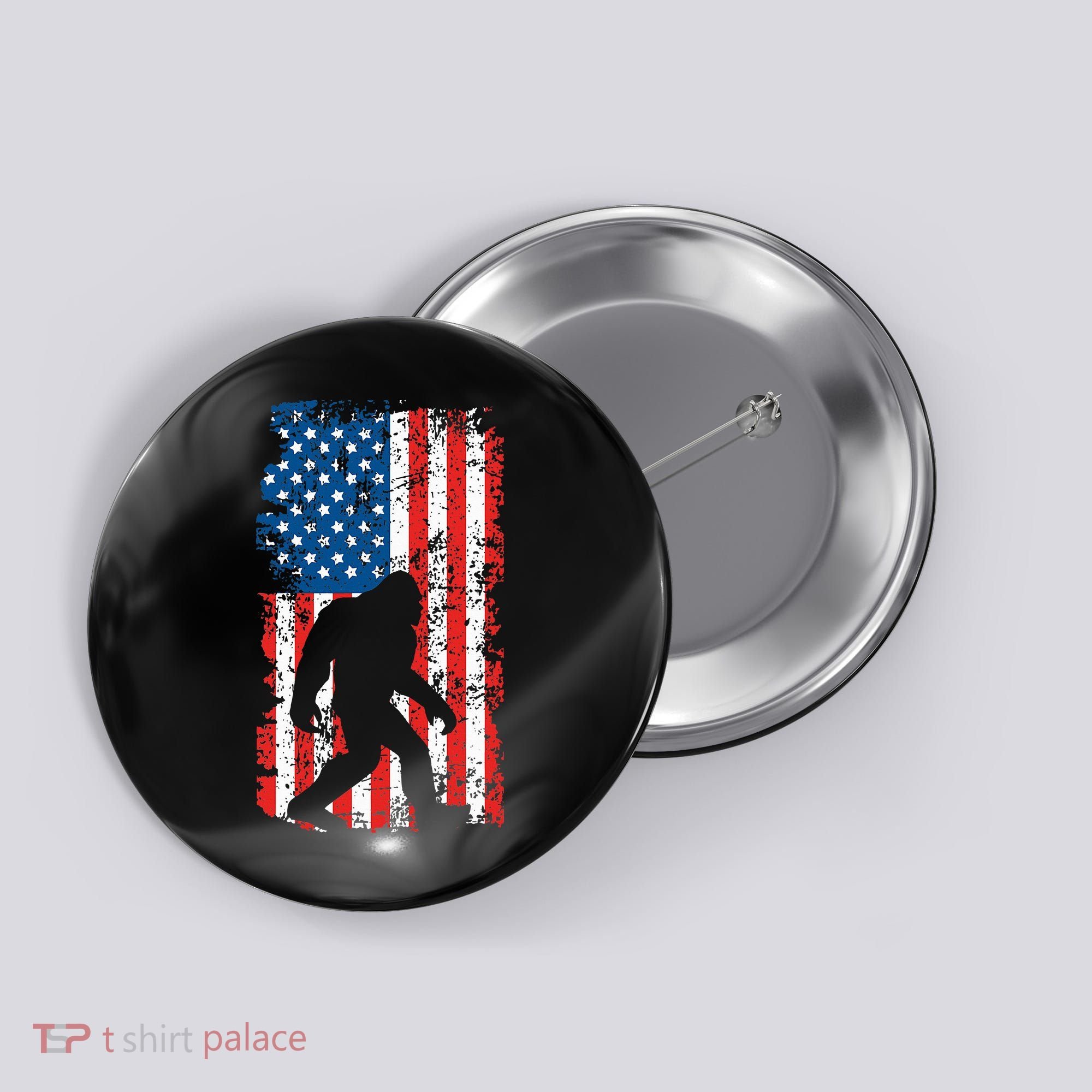 Bigfoot American Flag Sasquatch Button