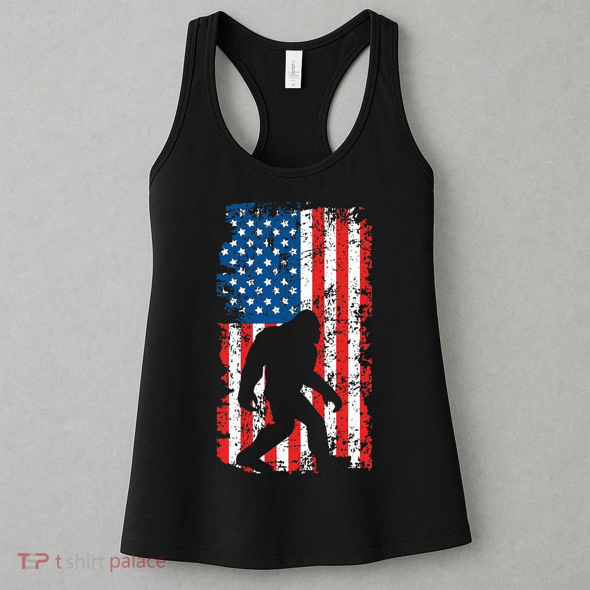 Bigfoot American Flag Sasquatch Women's Tank Top