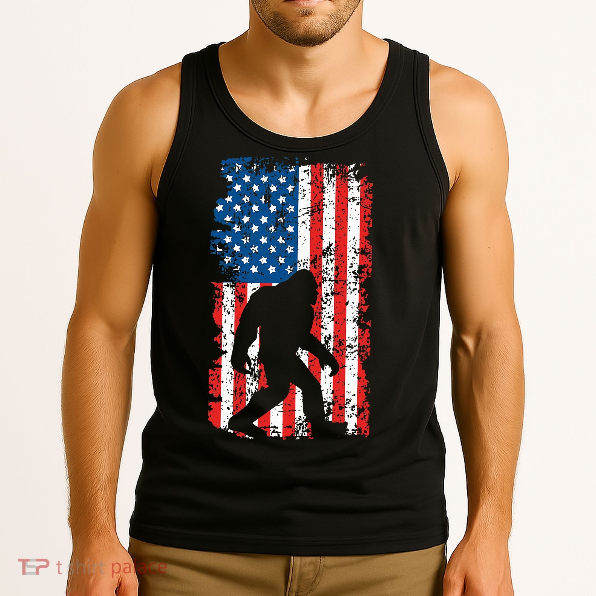 Bigfoot American Flag Sasquatch Tank Top