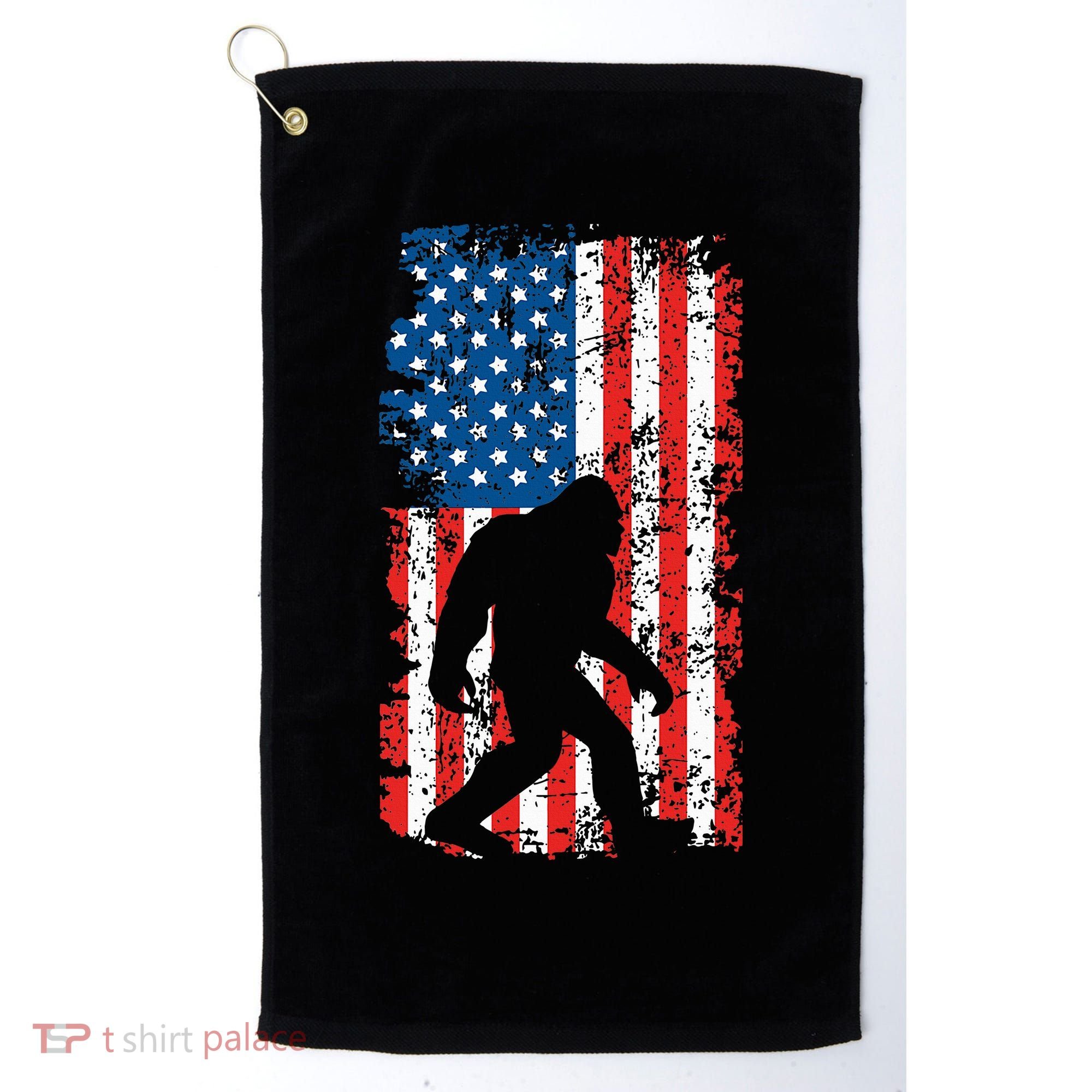 Bigfoot American Flag Sasquatch Golf Towel