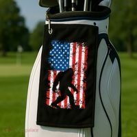 Bigfoot American Flag Sasquatch Golf Towel thumb 2