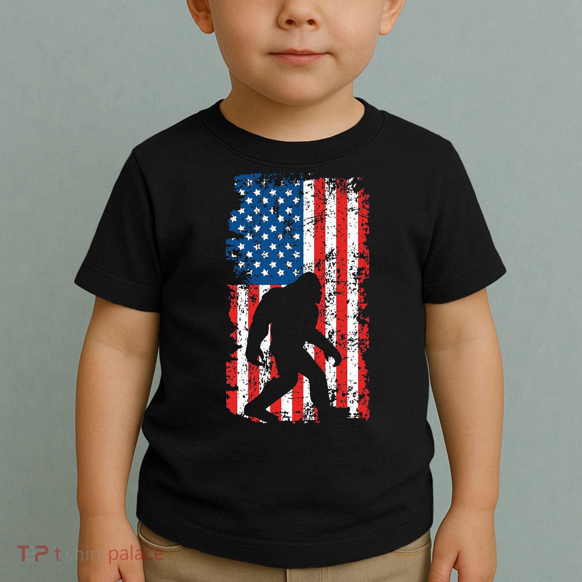 Bigfoot American Flag Sasquatch Toddler T-Shirt
