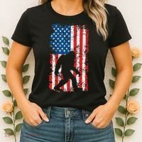 Bigfoot American Flag Sasquatch Women's T-Shirt thumb 2