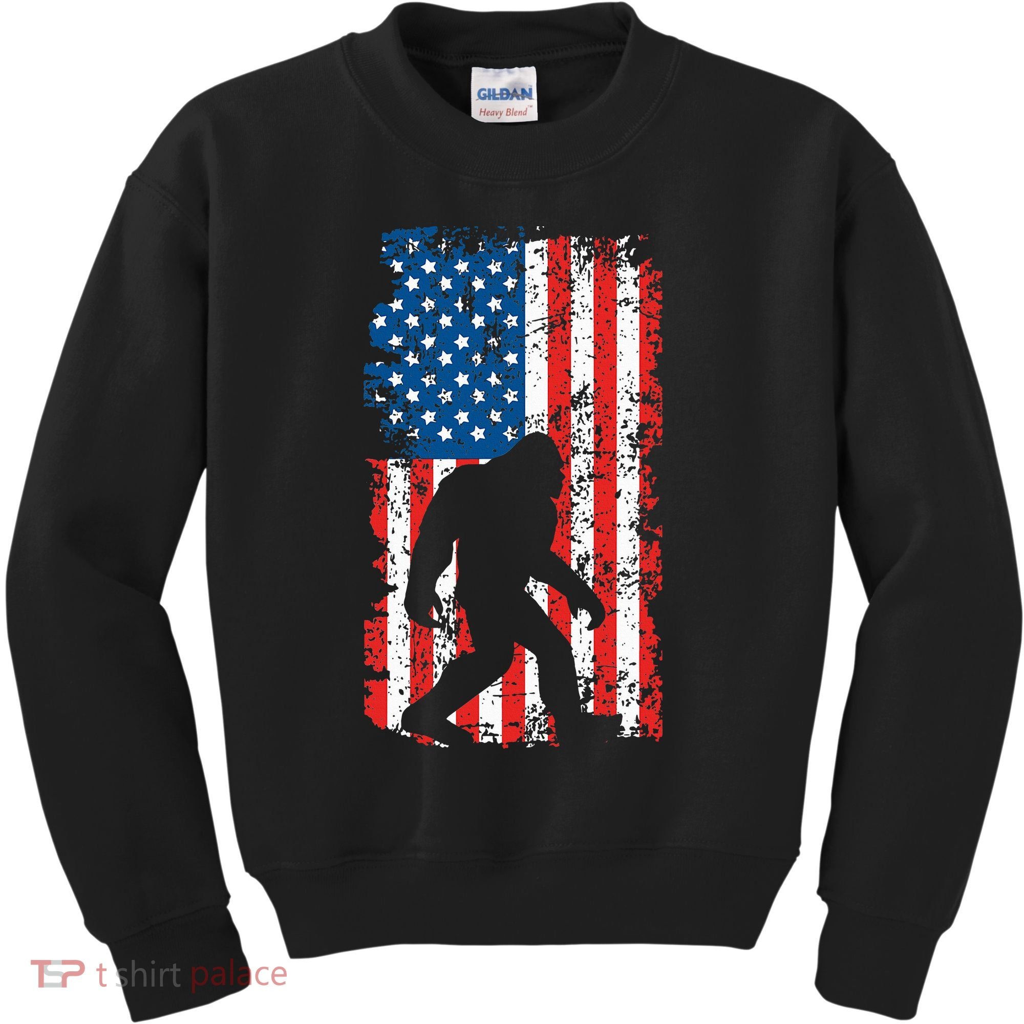 Bigfoot American Flag Sasquatch Kids Sweatshirt