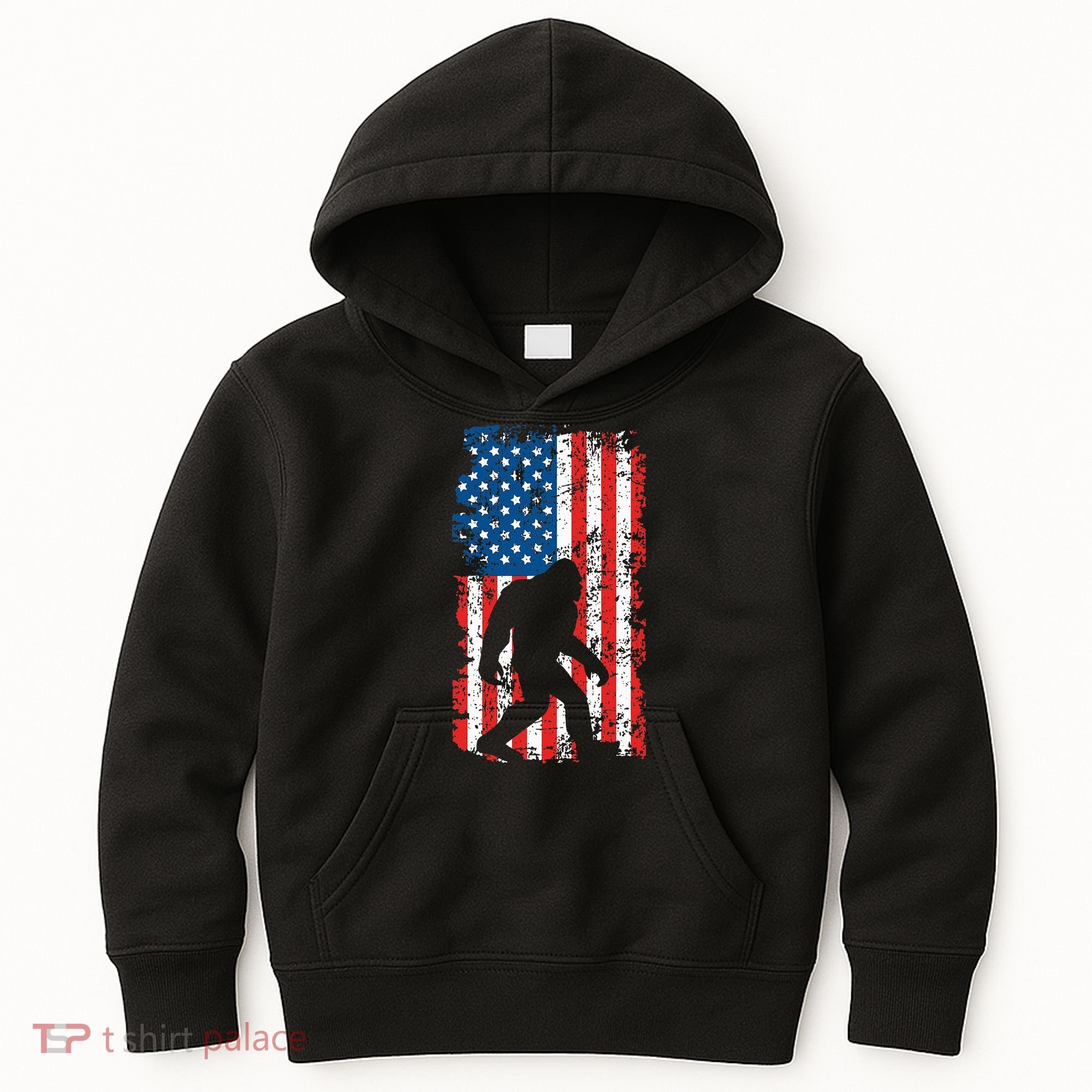 Bigfoot American Flag Sasquatch Kids Hoodie