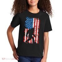 Bigfoot American Flag Sasquatch Kids T-Shirt thumb 2