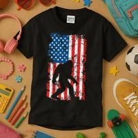 Bigfoot American Flag Sasquatch Kids T-Shirt thumb 3