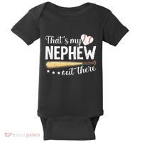 Baseball Aunt Funny ThatS My Nephew Out There Baseball Baby Bodysuit thumb 0