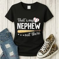 Baseball Aunt Funny ThatS My Nephew Out There Baseball Women's T-Shirt thumb 3