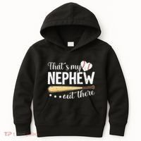 Baseball Aunt Funny ThatS My Nephew Out There Baseball Kids Hoodie thumb 0