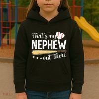 Baseball Aunt Funny ThatS My Nephew Out There Baseball Kids Hoodie thumb 3