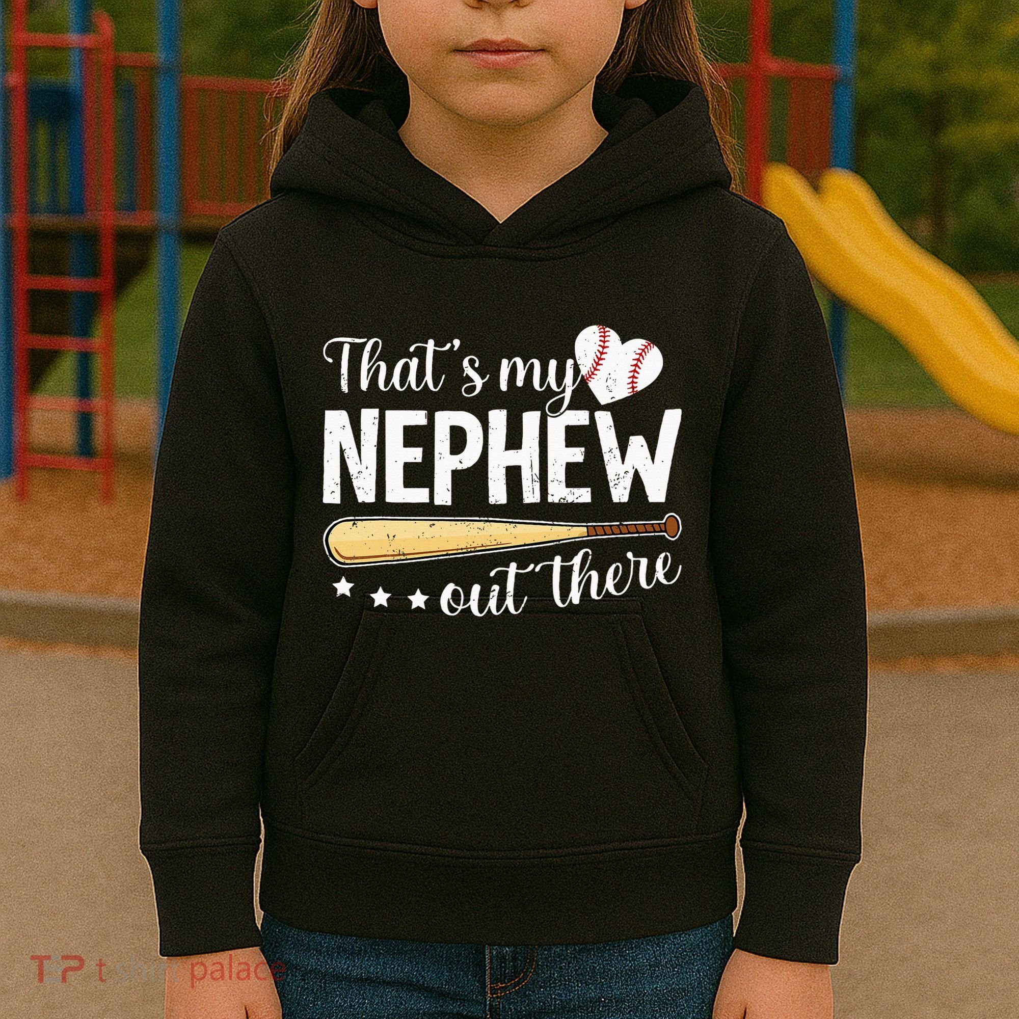 Baseball Aunt Funny ThatS My Nephew Out There Baseball Kids Hoodie