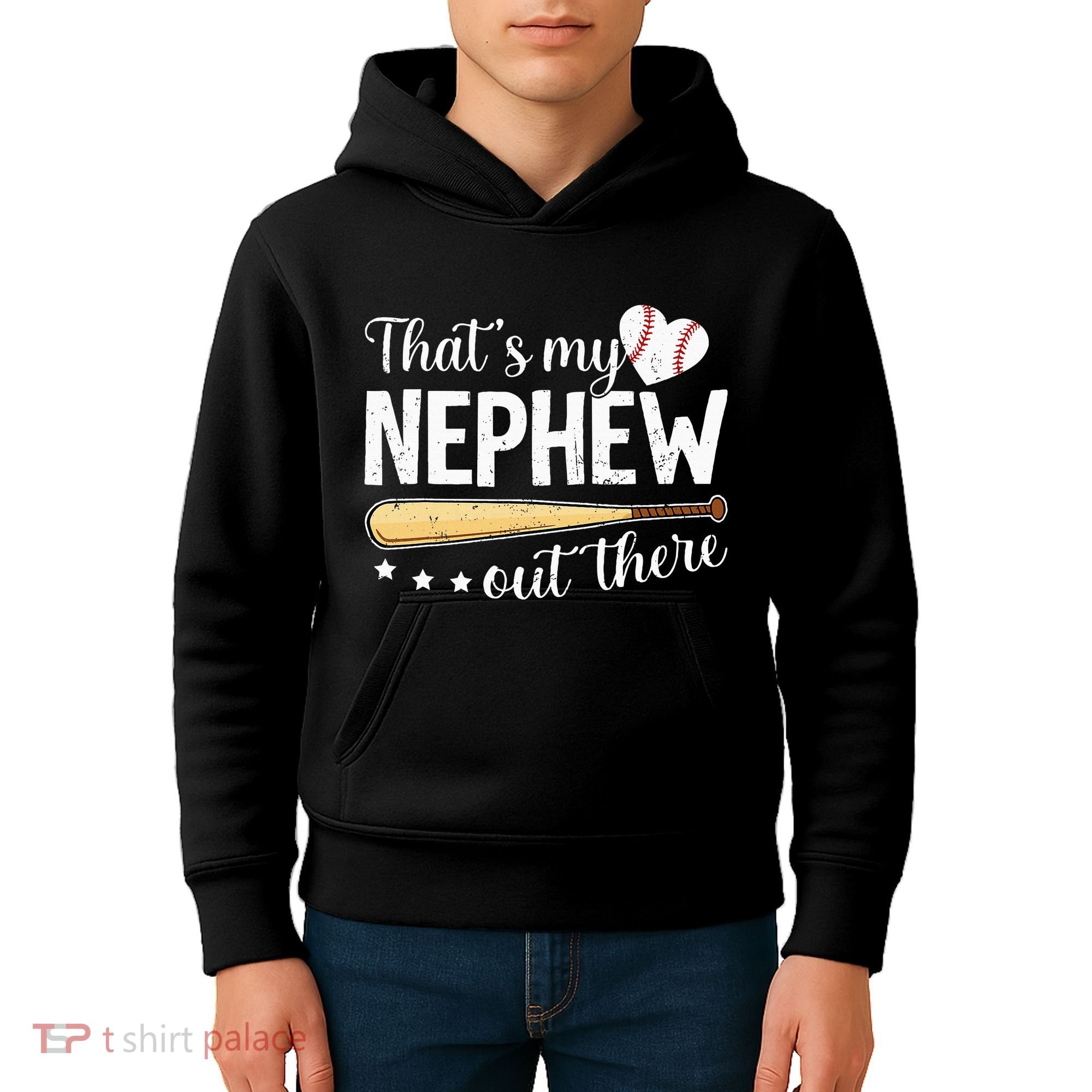 Baseball Aunt Funny ThatS My Nephew Out There Baseball Kids Hoodie