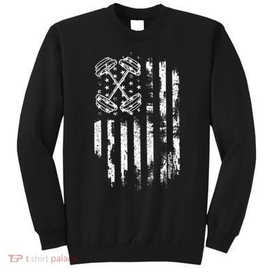 Barbell American Flag Workout Gym Sweatshirt
