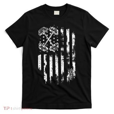 Barbell American Flag Workout Gym T-Shirt