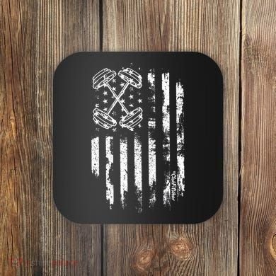 Barbell American Flag Workout Gym Coaster