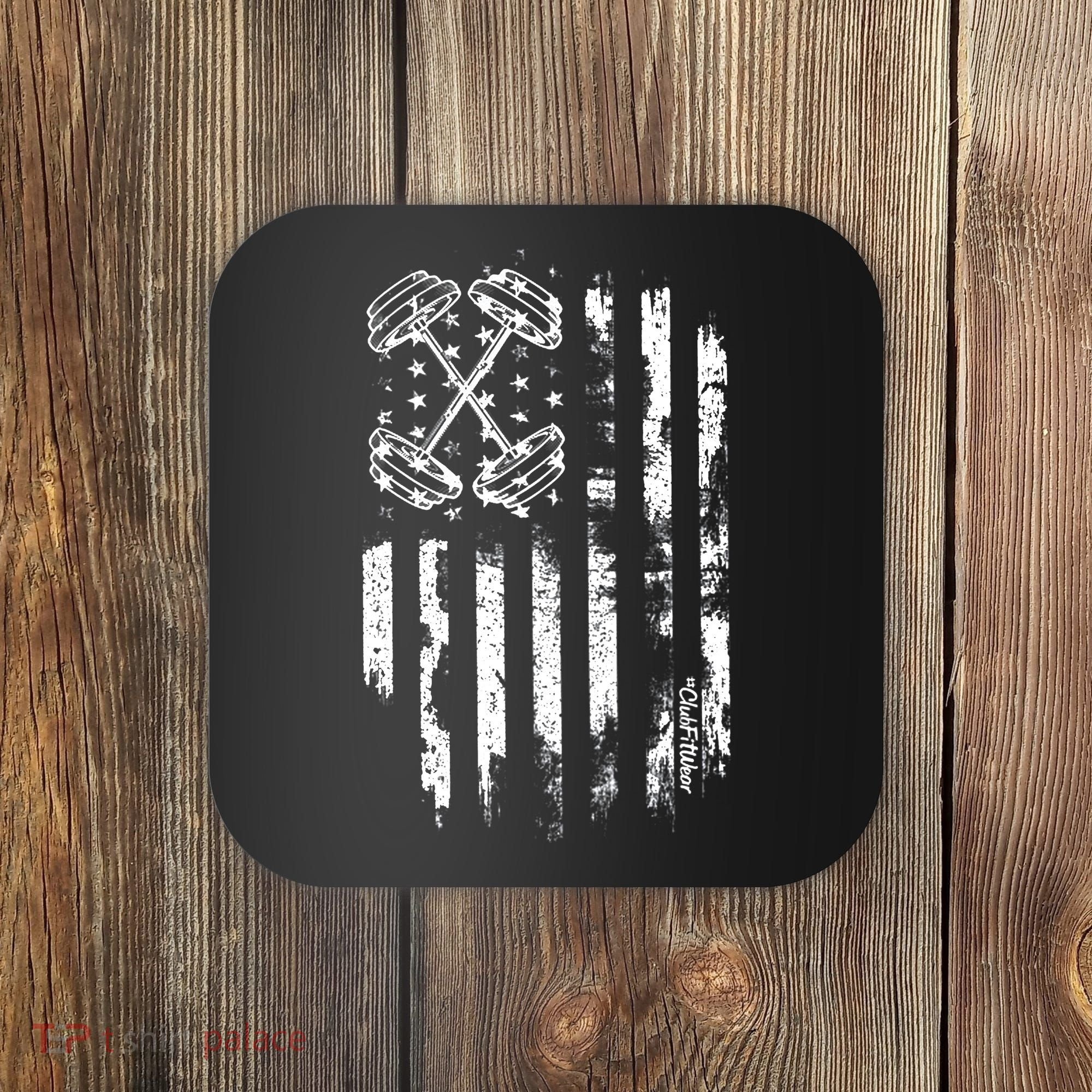 Barbell American Flag Workout Gym Coaster