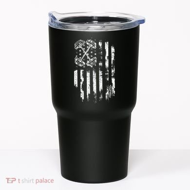 Barbell American Flag Workout Gym Tumbler