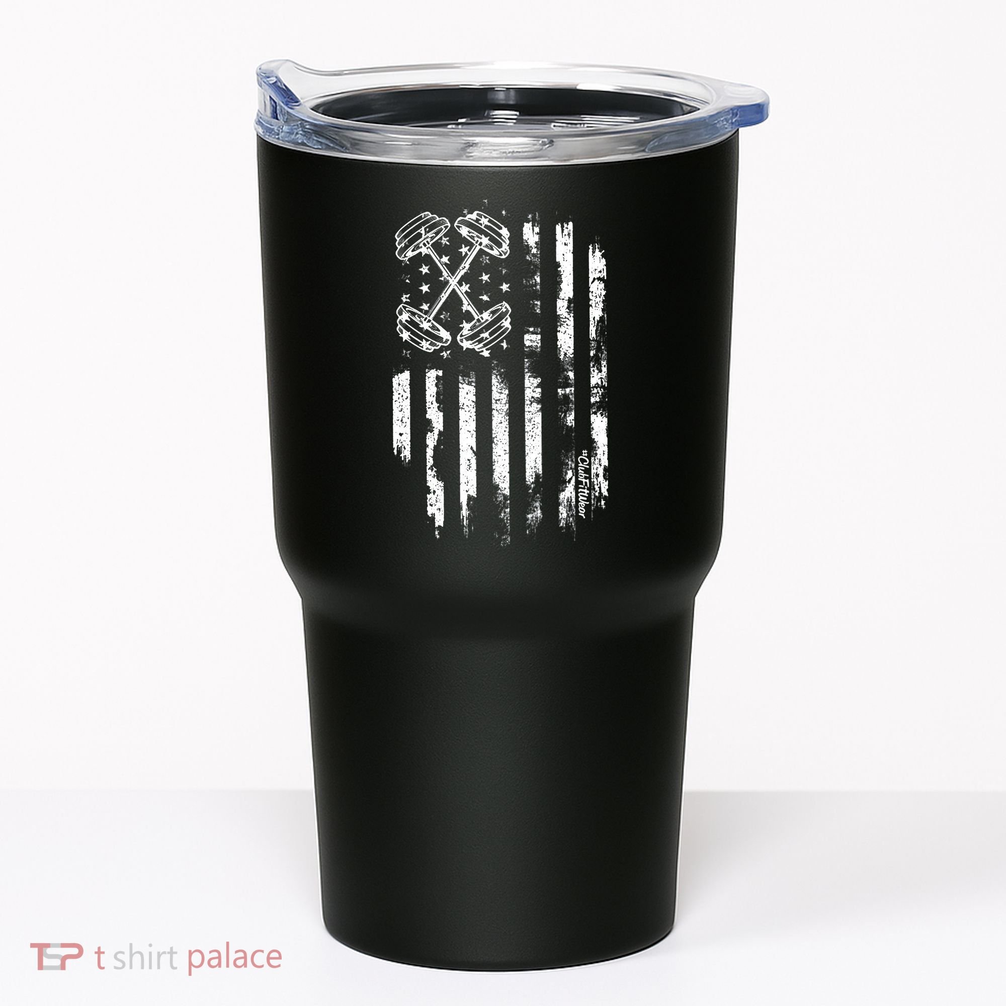 Barbell American Flag Workout Gym Tumbler
