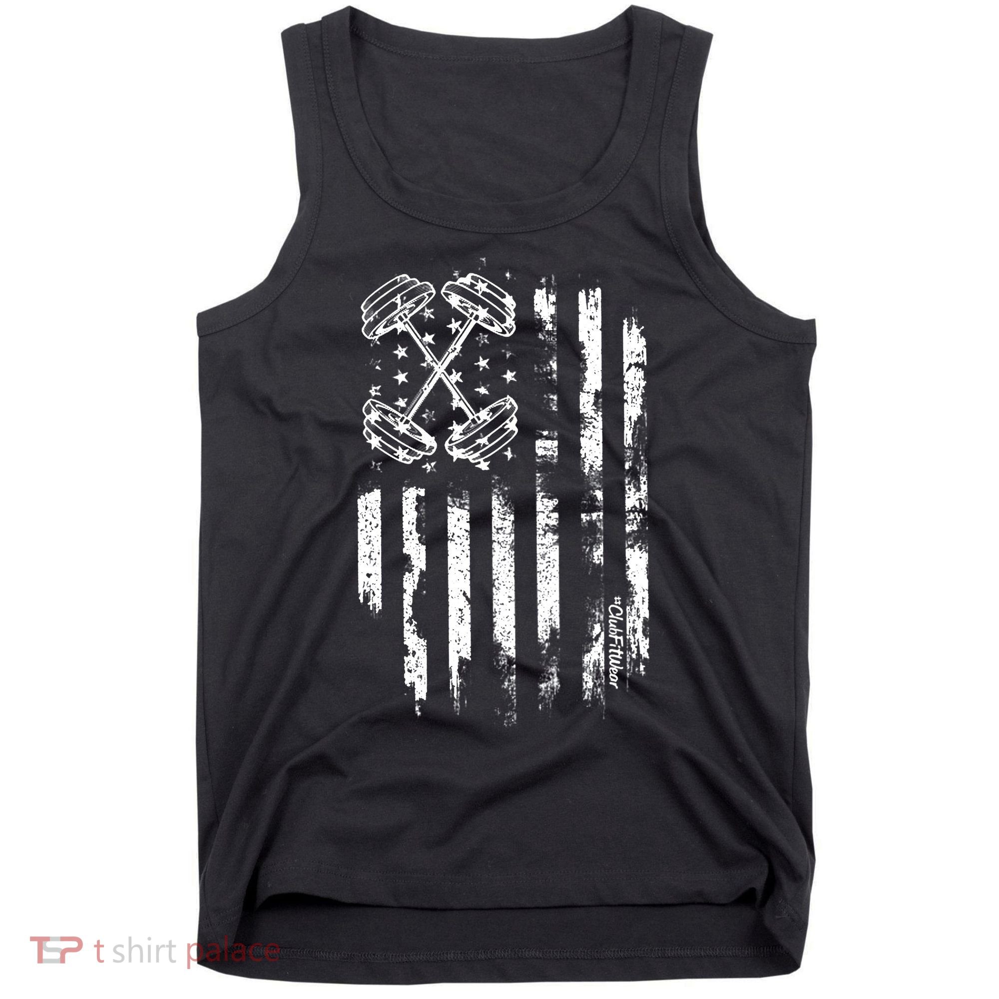 Barbell American Flag Workout Gym Tank Top