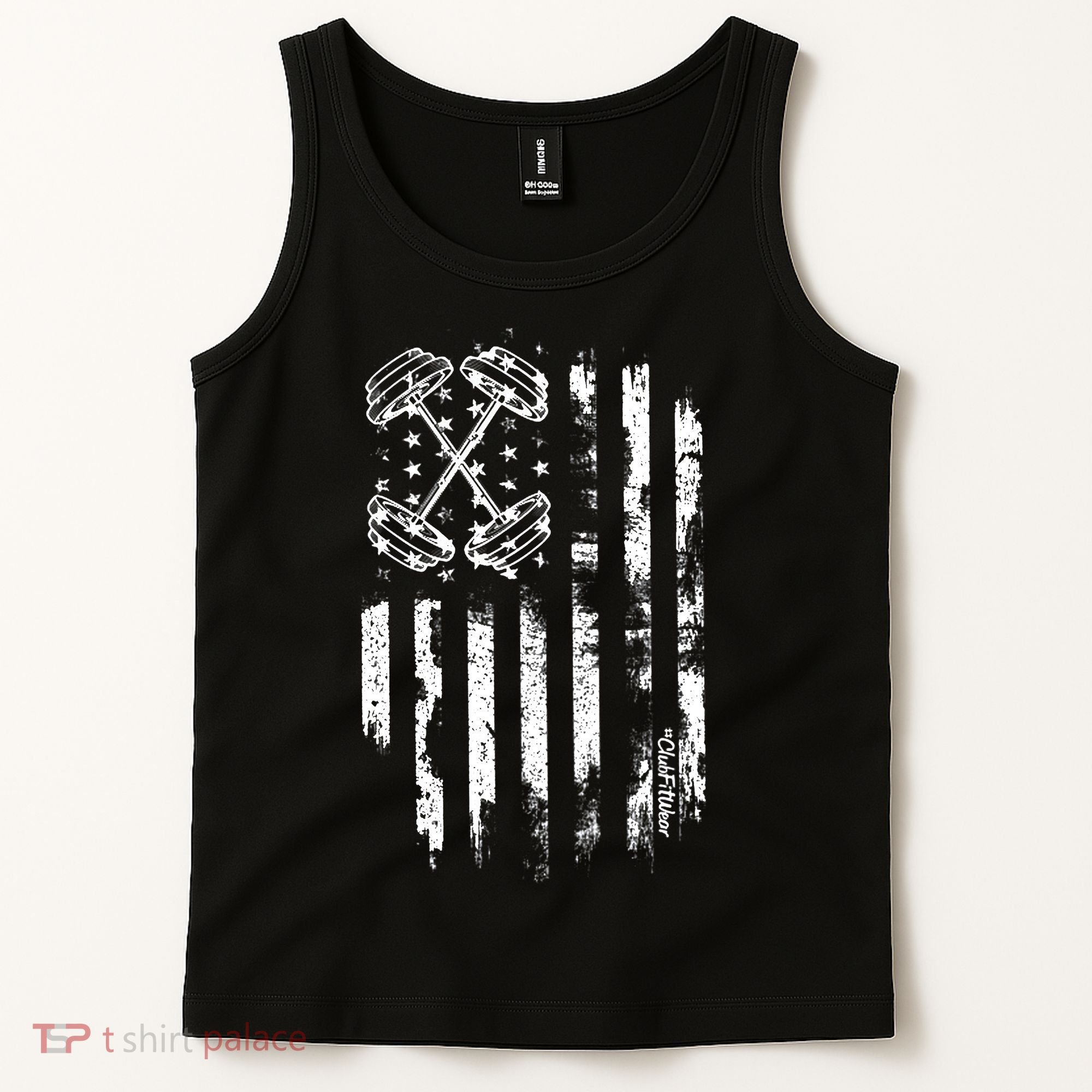 Barbell American Flag Workout Gym Tank Top