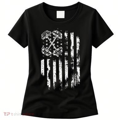 Barbell American Flag Workout Gym Women's T-Shirt